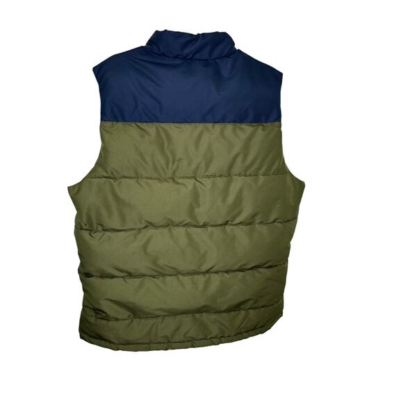 Orvis Ripstop Puffer Vest Green Navy Blue Color Block Full Zip Large Pockets - Picture 6 of 9
